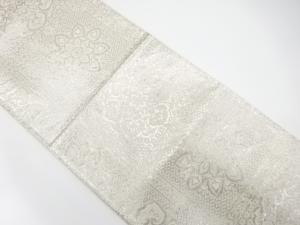 アンティーク　格子に華紋織り出し袋帯（着用可）